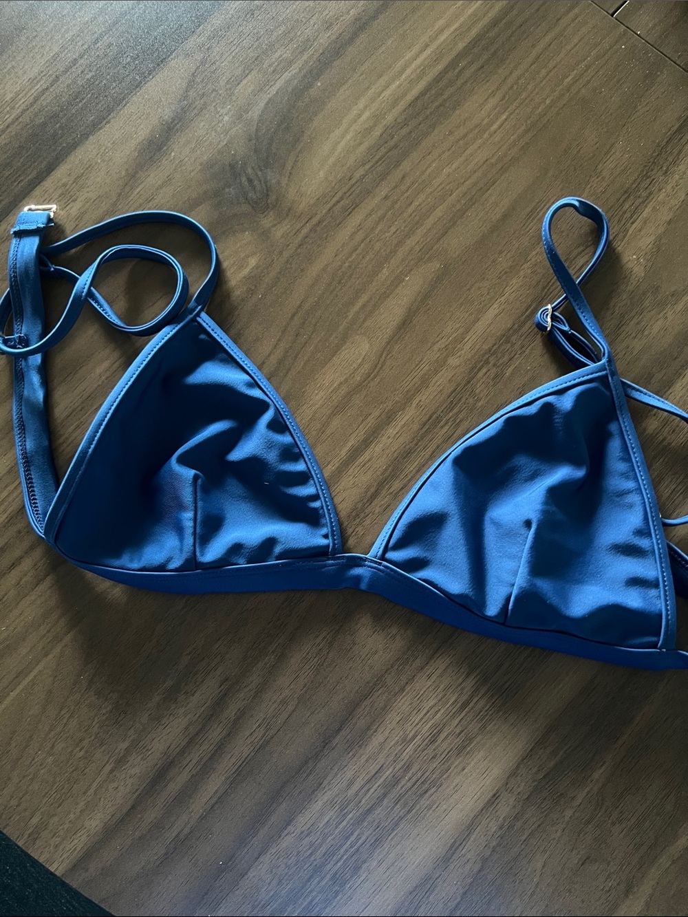 Fair Harbor Blue Triangle Bikini Top Medium